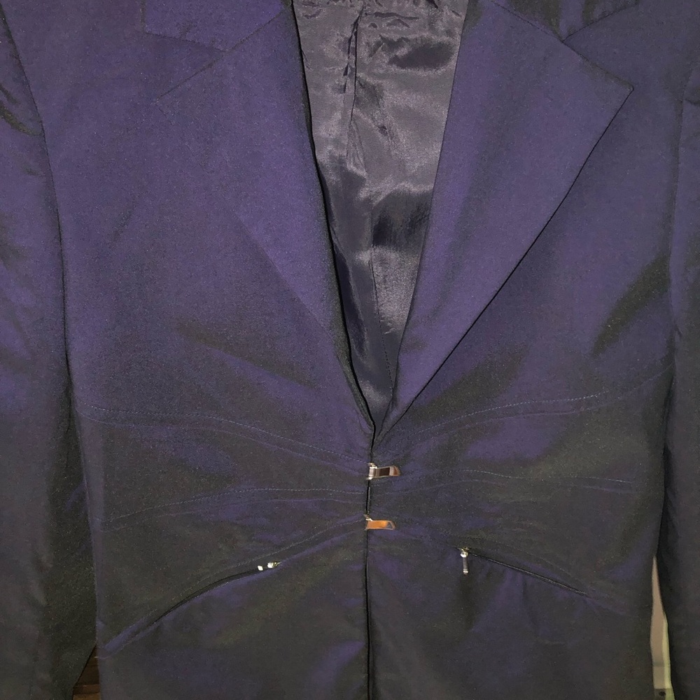 River Island Navy Blue Single-Breasted Blazer with Notch Lapel